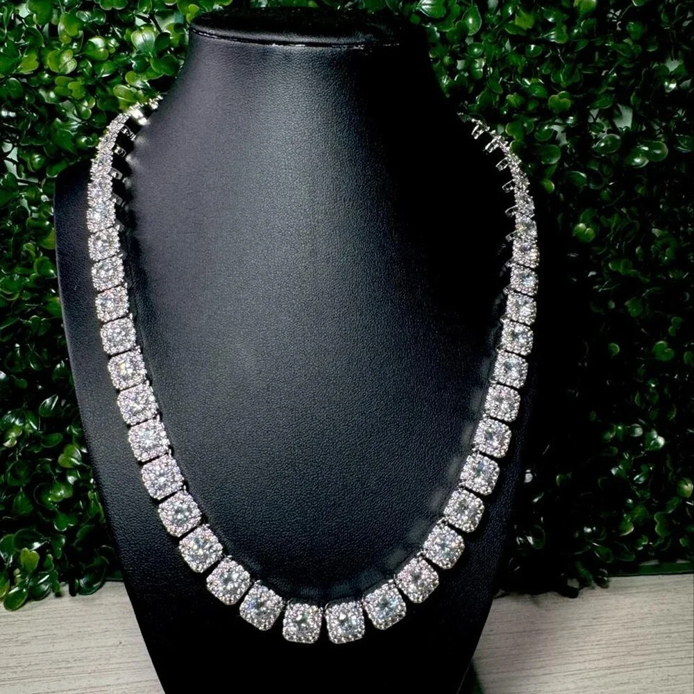 10 Mm Cluster Tennis Necklace 20 Inch